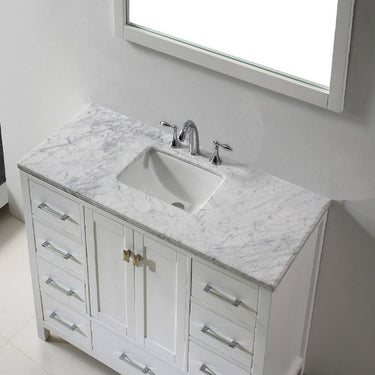 Eviva Aberdeen 60″ White Transitional Single Sink Bathroom Vanity w/ White Carrara Top Vanity Eviva